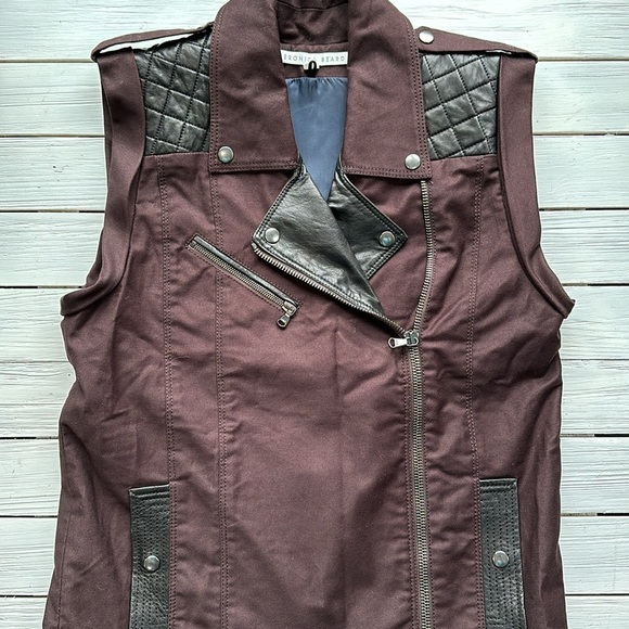 Veronica Beard Leather Panel Accent Moto Vest size 4